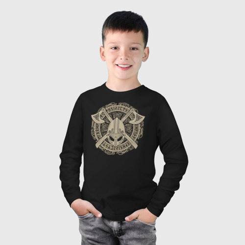 Детский лонгслив хлопок Кельтская эмблема с топорами, цвет черный - фото 3
