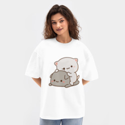 Женская футболка Oversize хлопок texturе Милые котики - фото 2
