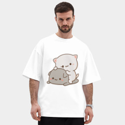 Мужская футболка Oversize хлопок premium Милые котики - фото 2