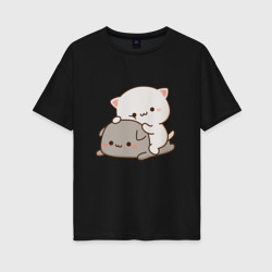 Милые котики – Женская футболка хлопок Oversize с принтом купить со скидкой в -16%