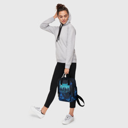 Рюкзак с принтом Хвост феи в силуэте Хэппи для женщины, вид на модели спереди №4. Цвет основы: белый
