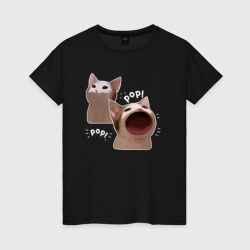 Женская футболка хлопок Cat Pop - Мем