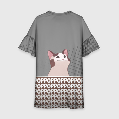 Детское платье 3D с принтом Wide-Mouthed Popping Cat, вид сзади #1