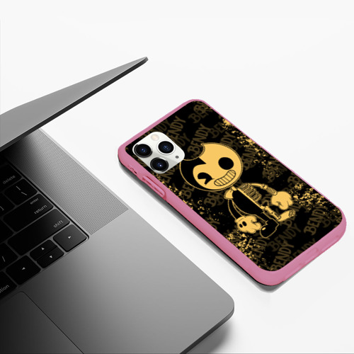 Чехол для iPhone 11 Pro Max матовый Bendy And The Ink Machine краска, цвет малиновый - фото 5