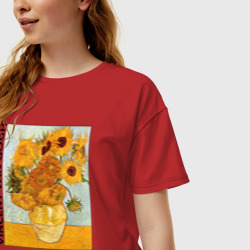 Женская футболка хлопок Oversize Подсолнухи (Винсент Ван Гог) - фото 2