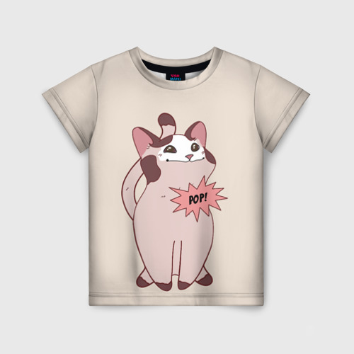Детская футболка 3D с принтом Pop Cat, вид спереди #2