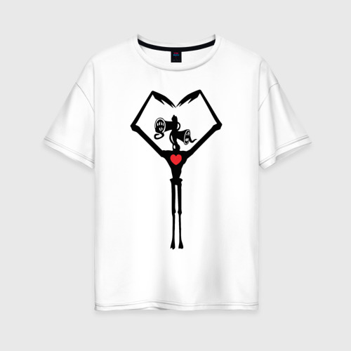 Женская футболка оверсайз из хлопка с принтом Сиреноголовый. Любовь, вид спереди №1