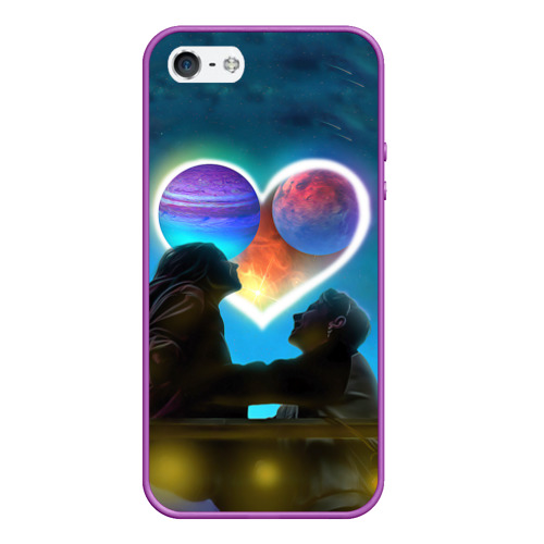 Чехол для iPhone 5/5S матовый Ваня Дмитриенко Венера-Юпитер, цвет фиолетовый