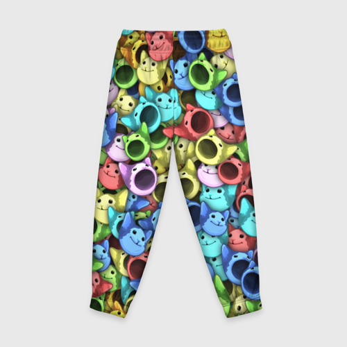 Детские брюки 3D с принтом Цветные Поп Котики, вид сзади #1