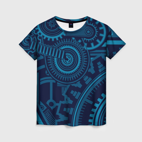 Женская футболка 3D Steampunk mechanic blue, цвет 3D печать