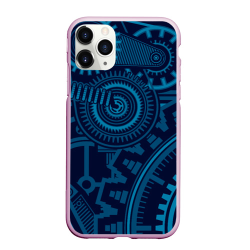 Чехол для iPhone 11 Pro Max матовый Steampunk mechanic blue, цвет розовый