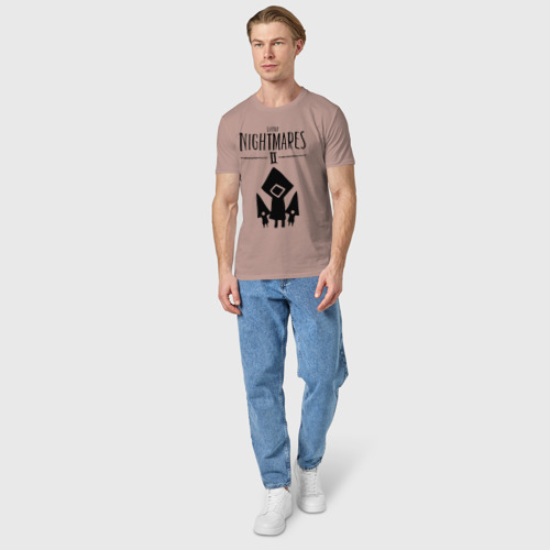 Мужская футболка хлопок с принтом Логотип Little Nightmares 2, вид сбоку #3