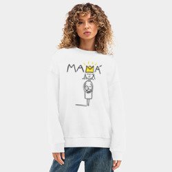 Женский свитшот oversize без начеса хлопок Мама - фото 2