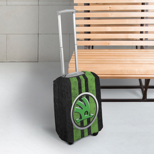 Чехол для чемодана 3D Skoda green logo, цвет 3D печать - фото 3