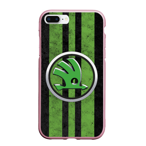 Чехол для iPhone 7Plus/8 Plus матовый Skoda green logo, цвет розовый