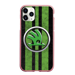 Чехол для iPhone 11 Pro Max матовый Skoda green logo