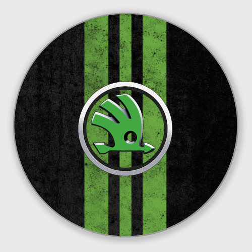 Круглый коврик для мышки Skoda green logo