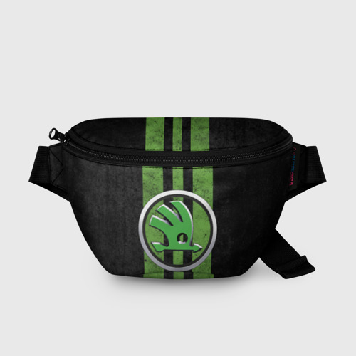 Поясная сумка с принтом Skoda green logo, вид спереди №1