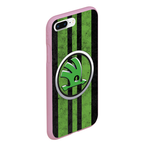 Чехол для iPhone 7Plus/8 Plus матовый Skoda green logo, цвет розовый - фото 3