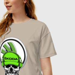 Женская футболка хлопок Oversize Skoda Шкодавод +спина - фото 2