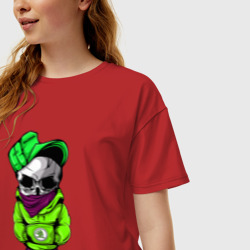 Женская футболка хлопок Oversize Skoda skull  - фото 2