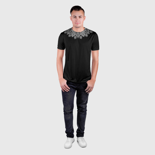 Мужская футболка 3D Slim с принтом Цветочная абстракция, вид сбоку #3