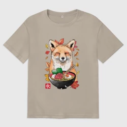 Женская футболка хлопок Oversize Лиса