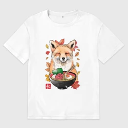 Женская футболка хлопок Oversize Лиса