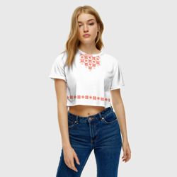 Женская футболка Crop-top 3D Белорусская вышиванка - фото 2