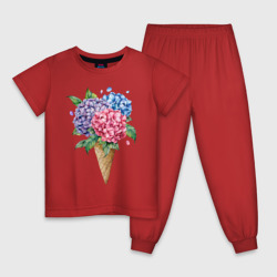 Детская пижама хлопок Букет цветов в рожке