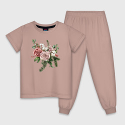 Детская пижама хлопок букет роз