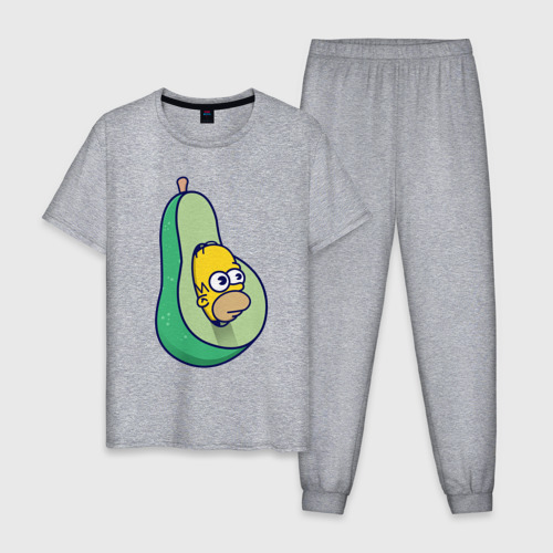 Мужская пижама хлопок с принтом Гомер авокадо, вид спереди #2