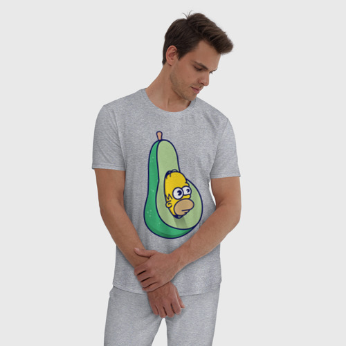 Мужская пижама хлопок с принтом Гомер авокадо, фото на моделе #1