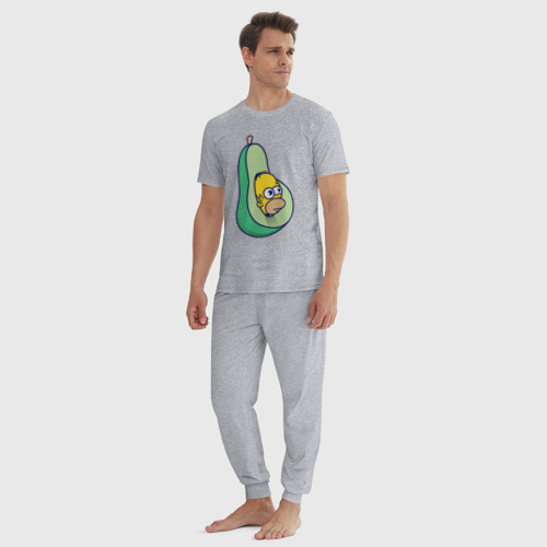 Мужская пижама хлопок с принтом Гомер авокадо, вид сбоку #3
