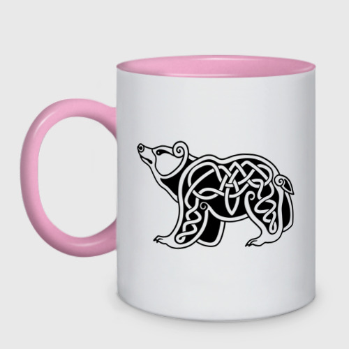 Кружка двухцветная Скандинавский медведь чёрный, цвет белый + розовый