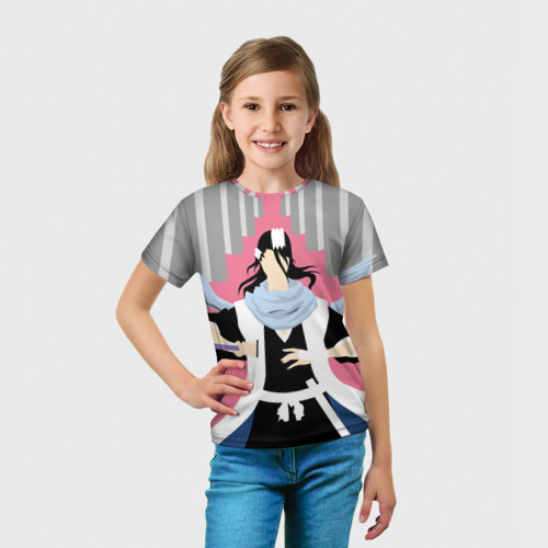 Детская футболка 3D с принтом Бякуя Кучики, вид сбоку #3