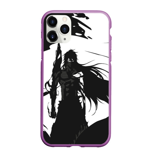 Чехол для iPhone 11 Pro Max матовый Bleach black & white, цвет фиолетовый