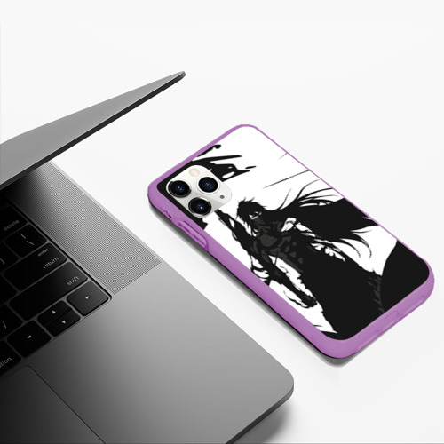 Чехол для iPhone 11 Pro Max матовый Bleach black & white, цвет фиолетовый - фото 5