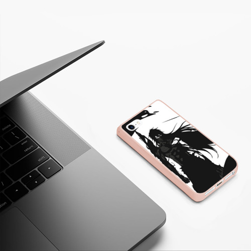 Чехол для iPhone 5/5S матовый Bleach black & white, цвет светло-розовый - фото 5