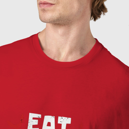 Мужская футболка хлопок Eat Sleep Horror Movies Repeat, цвет красный - фото 6