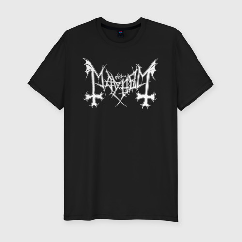 Мужская приталенная футболка из хлопка с принтом Mayhem, вид спереди №1