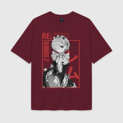 Женская футболка Oversize хлопок texturе Re:Zero Rem
