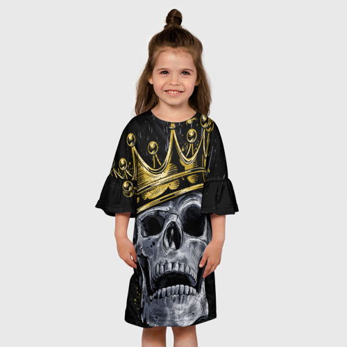 Детское платье 3D с принтом Король скелетов, вид сбоку #3