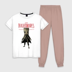 Женская пижама с белой футболкой хлопок Little         Nightmares  
