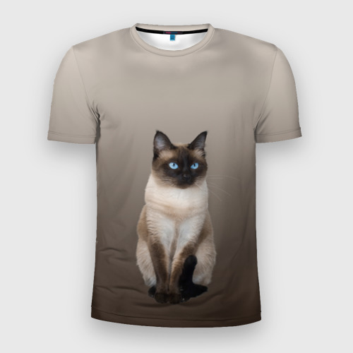Мужская футболка 3D Slim Сиамский кот голубые глаза, цвет 3D печать
