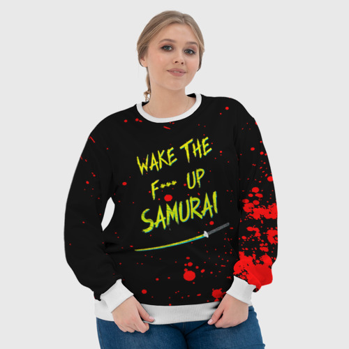 Женский свитшот 3D Wake the f**k up samurai - Johnny Silverhand quote, цвет 3D печать - фото 6