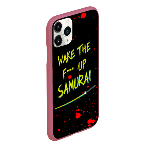 Чехол для iPhone 11 Pro Max матовый Wake the f**k up samurai - Johnny Silverhand quote, цвет малиновый - фото 3