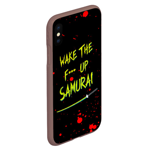 Чехол для iPhone XS Max матовый Wake the f**k up samurai - Johnny Silverhand quote, цвет коричневый - фото 3