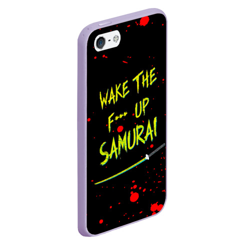 Чехол для iPhone 5/5S матовый Wake the f**k up samurai - Johnny Silverhand quote, цвет светло-сиреневый - фото 3