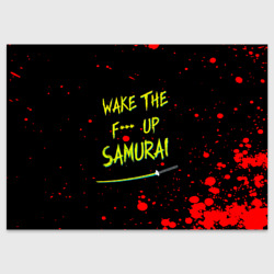 Wake the f**k up samurai - Johnny Silverhand quote – Поздравительная открытка с принтом купить